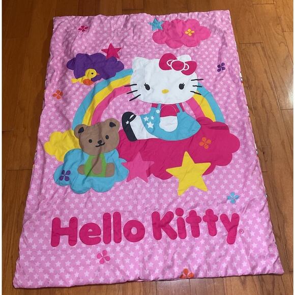 sanrio hello kitty stars and rainbows toddler comforter Pink Reversible Y2K - Picture 1 of 6